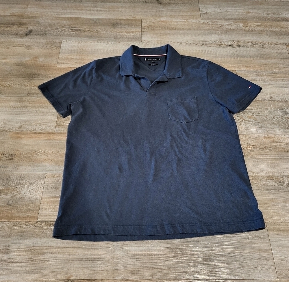 Tommy Hilfiger Polo Shirt Regular Fit Linen Cotton Open Collar Mens Size Medium